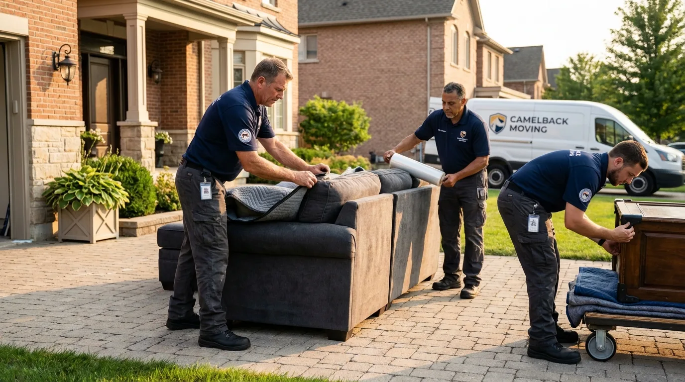 Large estate moving crew wrapping furniture in Alstead, NH